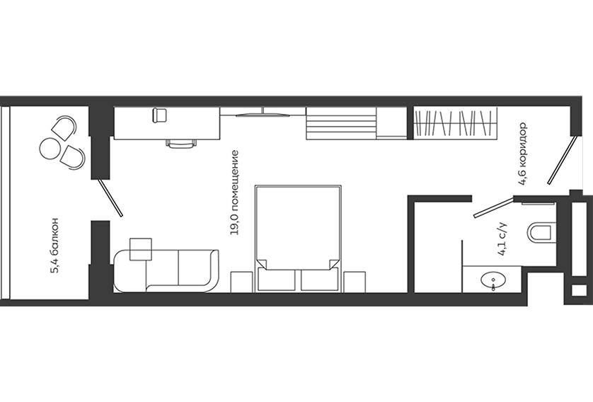Планировка: Номер Suite, 84,2 м²–100,4 м²